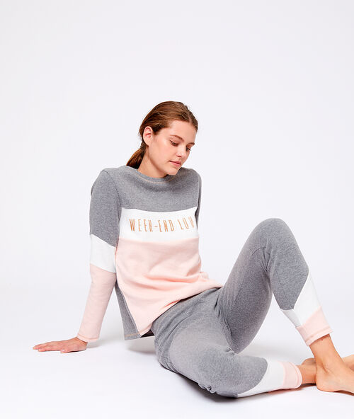 Spodnie homewear w graficzne pasy szary.
