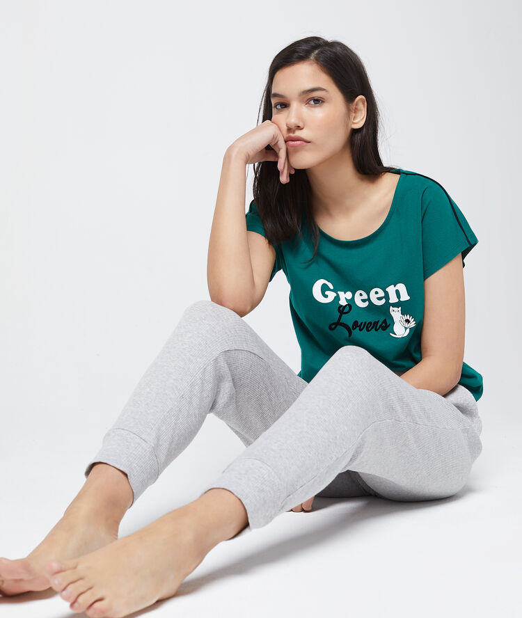 T-shirt z bawełny organicznej z nadrukiem zielony.