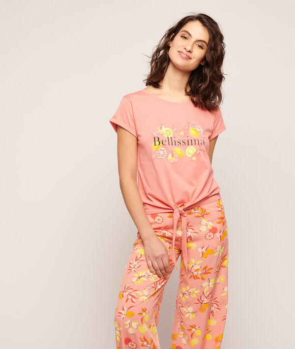 T-shirt wiązany z napisem 'bellissima' T-shirt wiązany z napisem 'bellissima';${refinementColor}