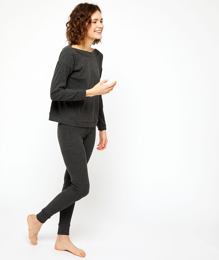 Top loungewear z napisem 'happy mind' antracytowy.