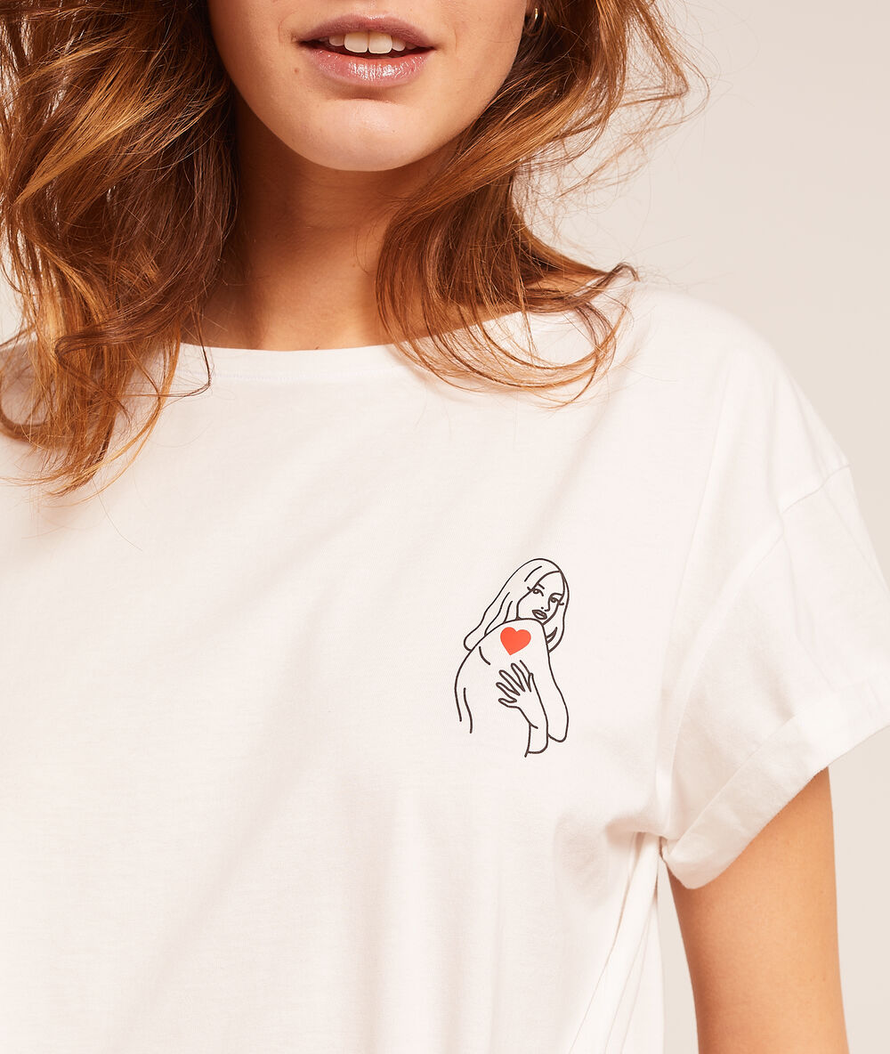 T-shirt 'fever' biały.