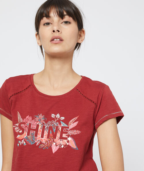 T-shirt z nadrukiem bordowy.