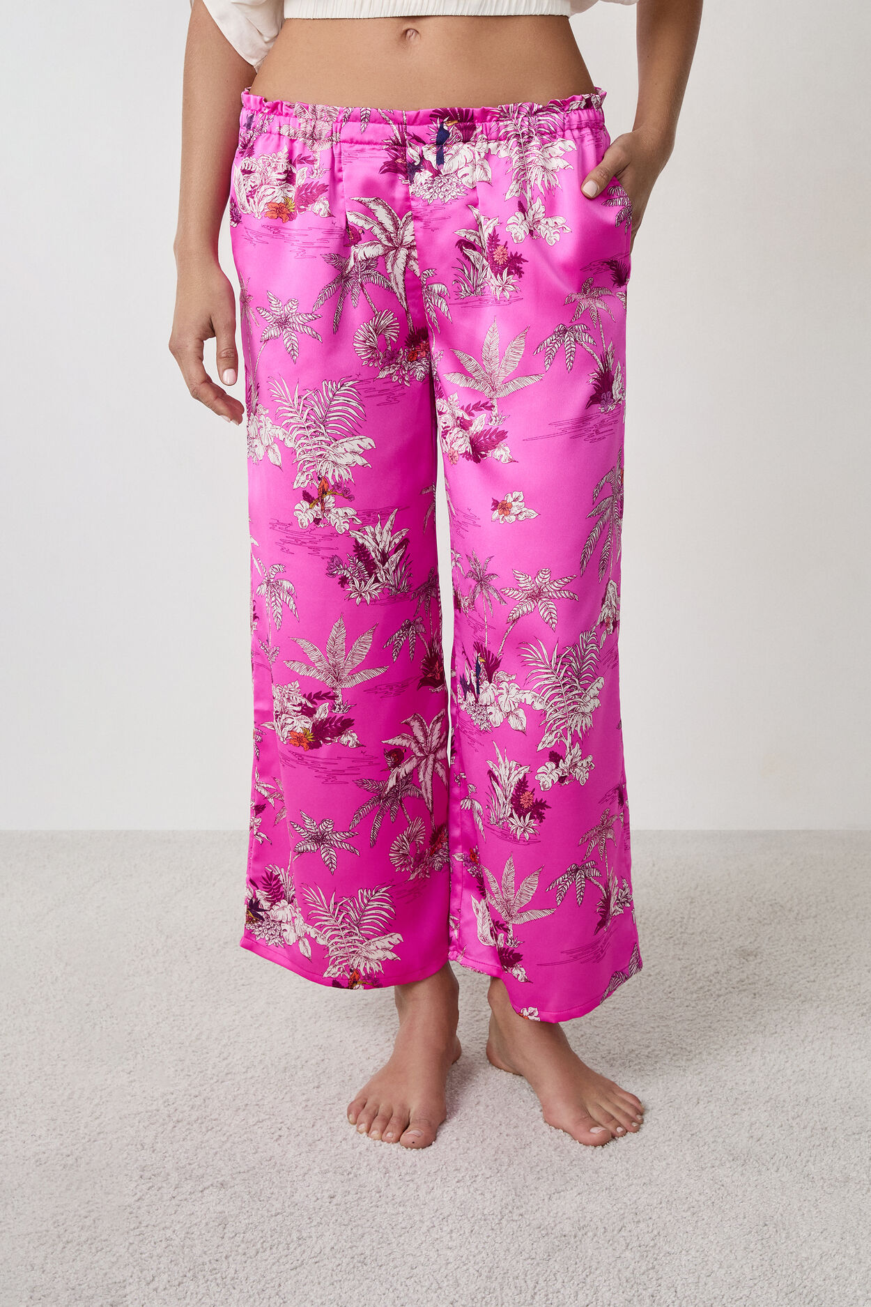 Pantalon de pyjama satiné à imprimés