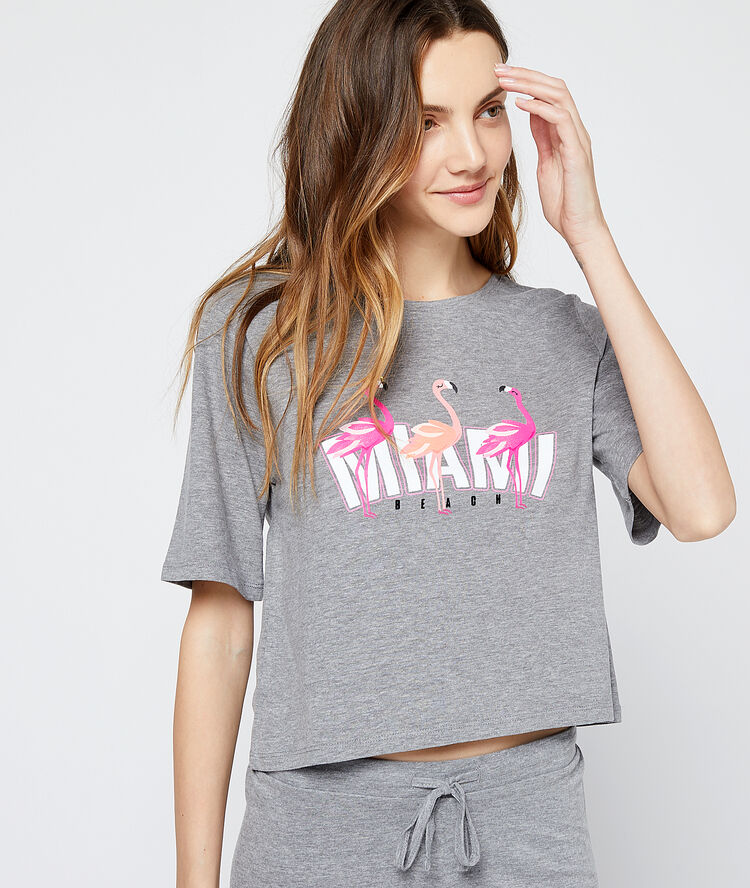 Krótki t-shirt 'miami beach' szary.