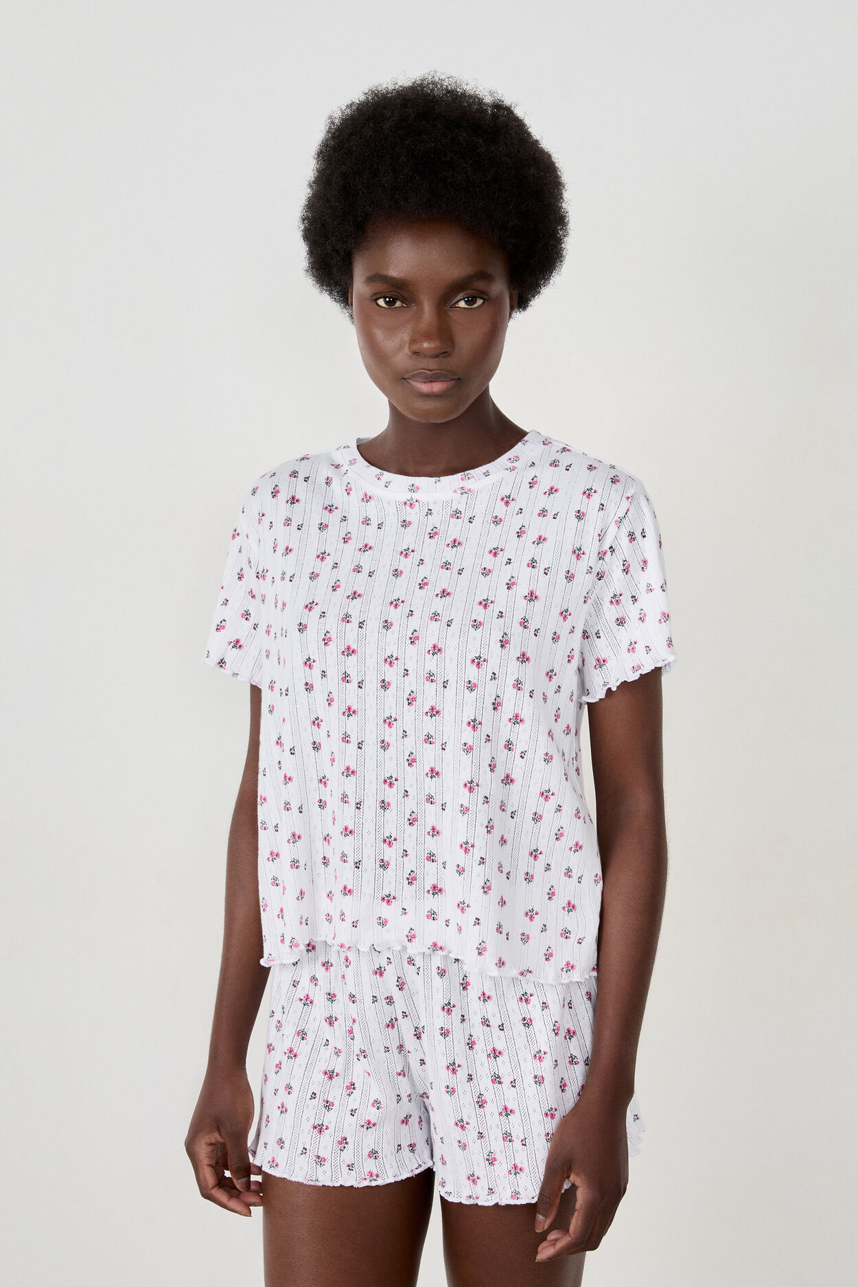 T-shirt de pyjama avec motif fleurs