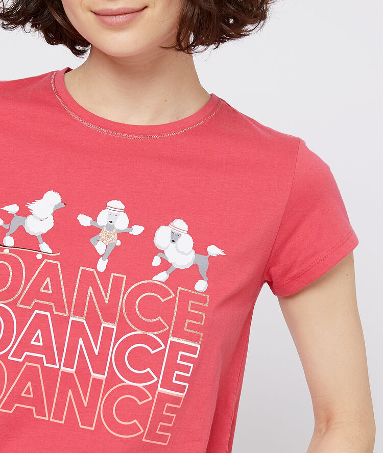 T-shirt z napisem "dance" różowy.