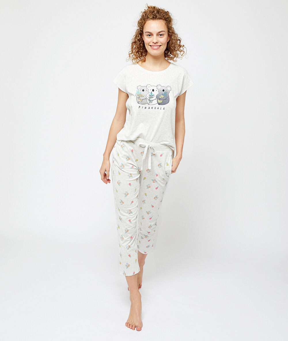 T-shirt z nadrukiem 'pinakoala' ecru.