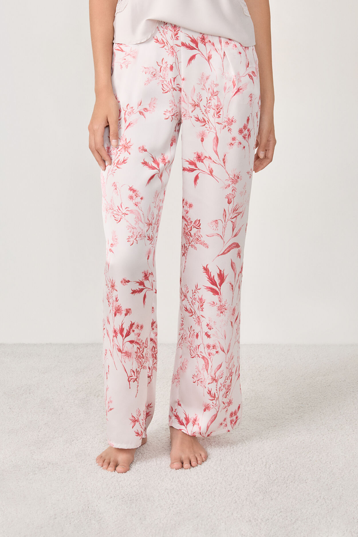 Pantalon satiné à imprimés