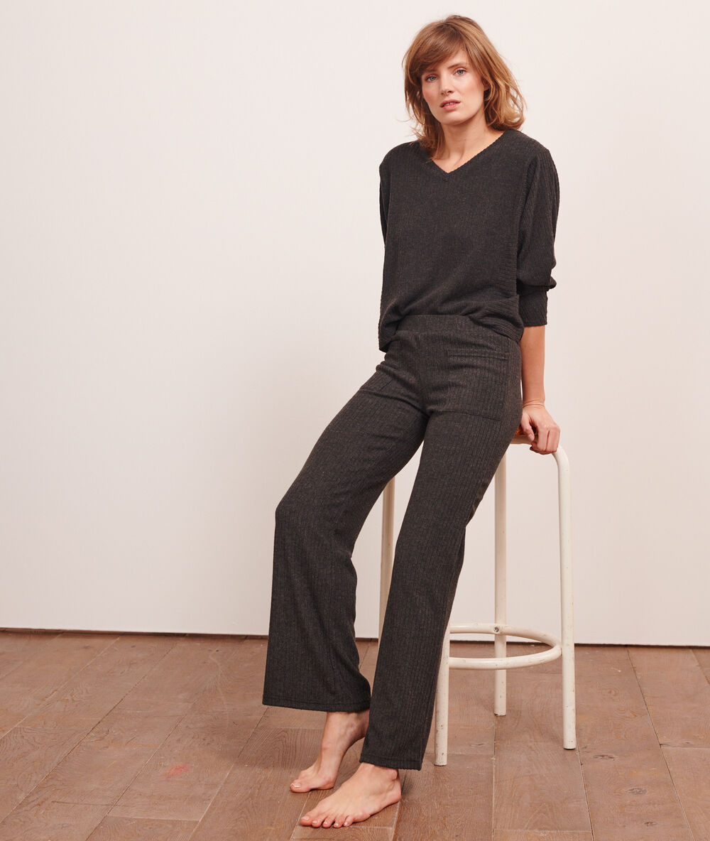 Prążkowane spodnie loungewear antracytowy.