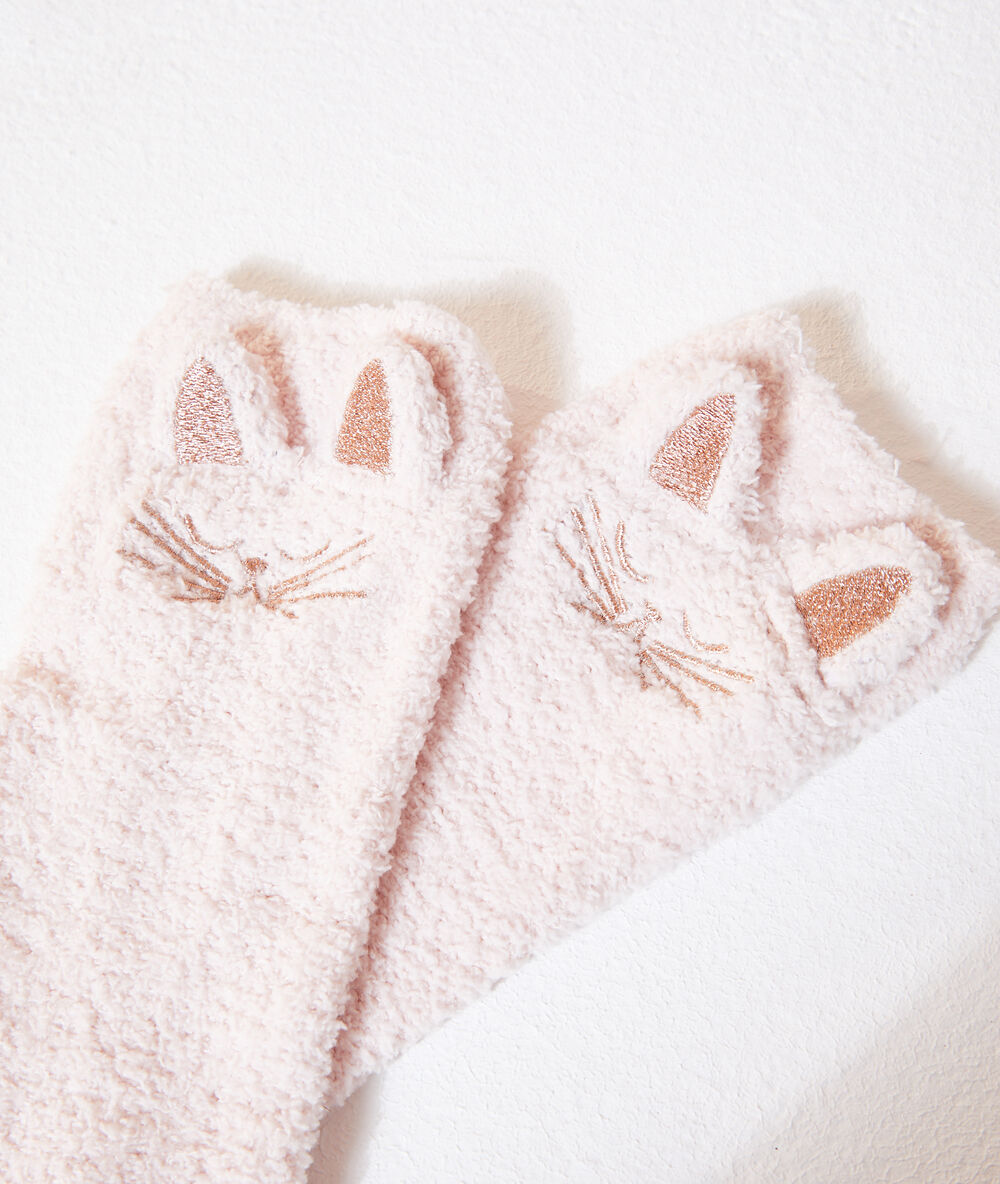Pluszowe skarpety homewear różowy.