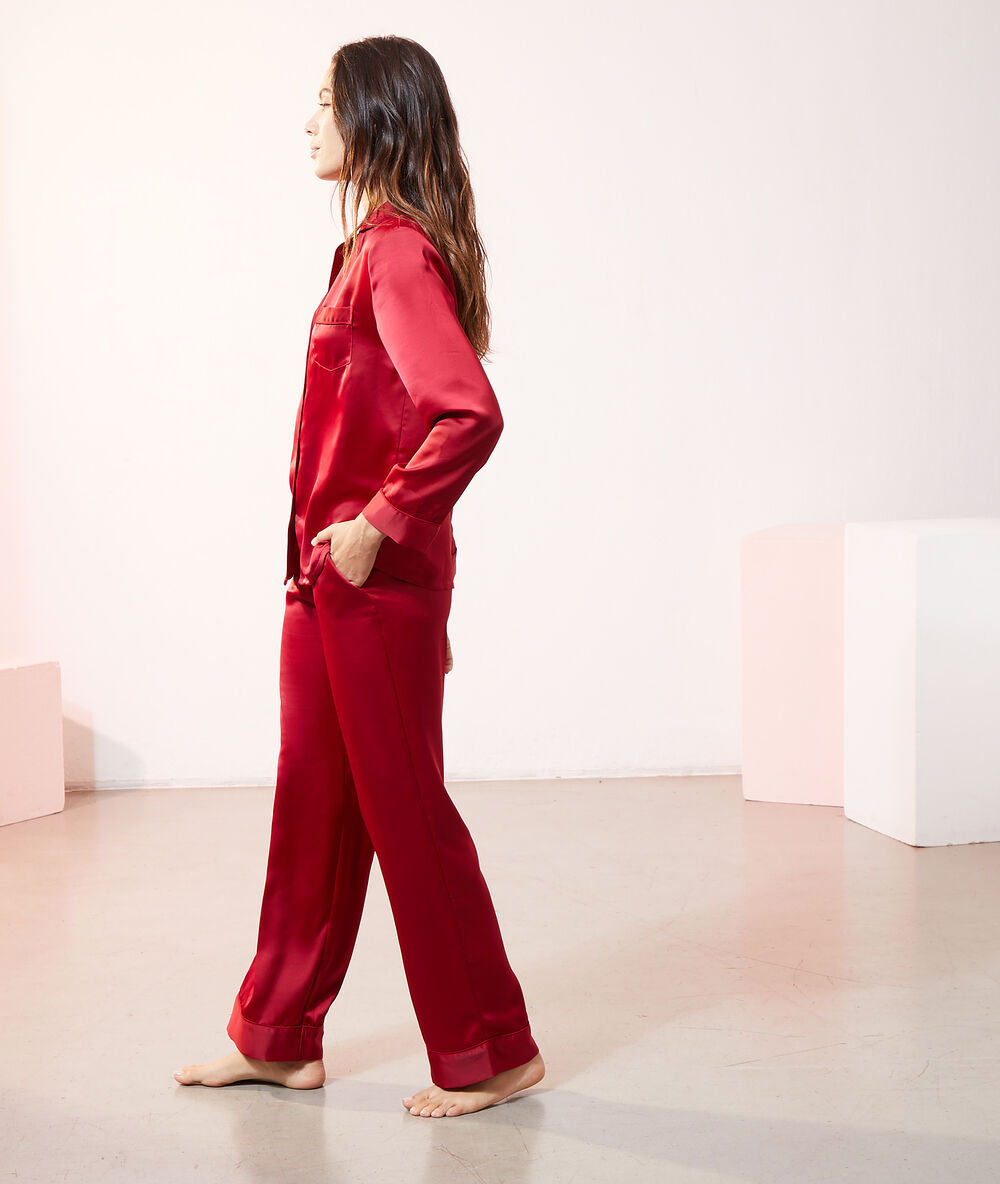 Spe ru - chemise pyjama d'homme satinée rouge.