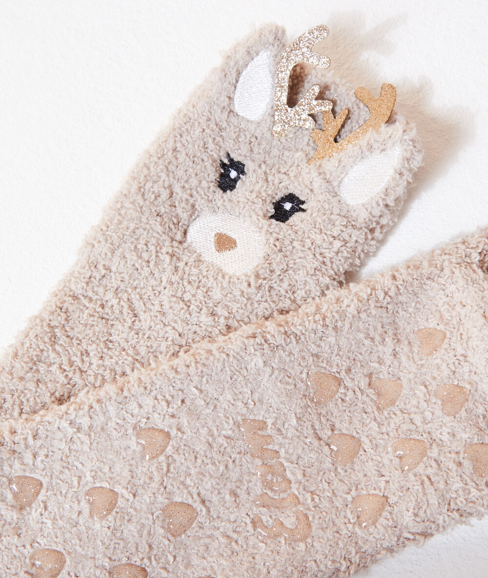 Pluszowe skarpety homewear ecru.