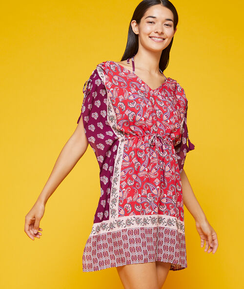 Wzorzysta tunika plażowa wielokolorowy.