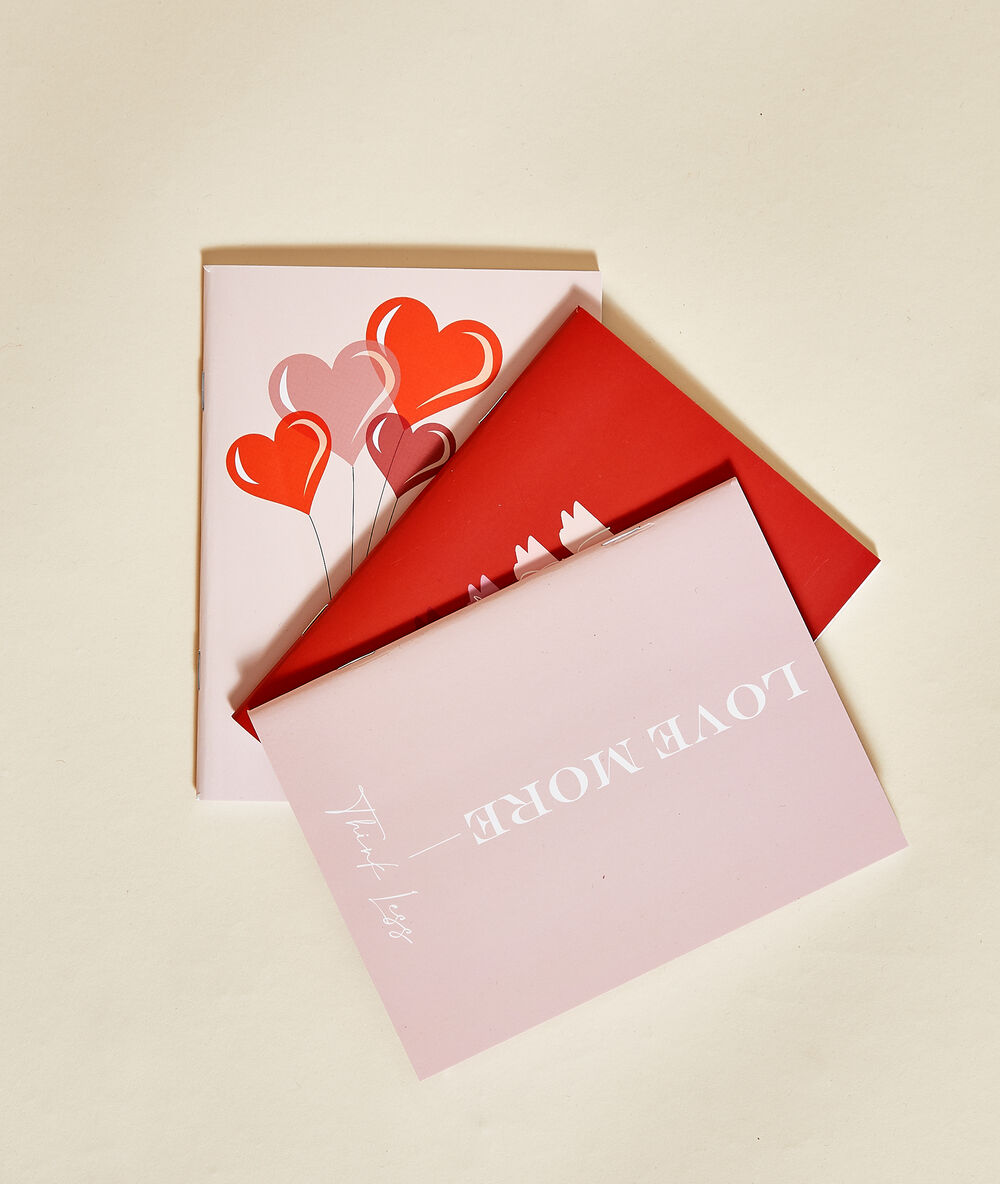 Notes "love more, think less" różowy.