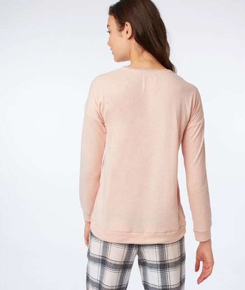 Wiązany t-shirt z napisem pêche.