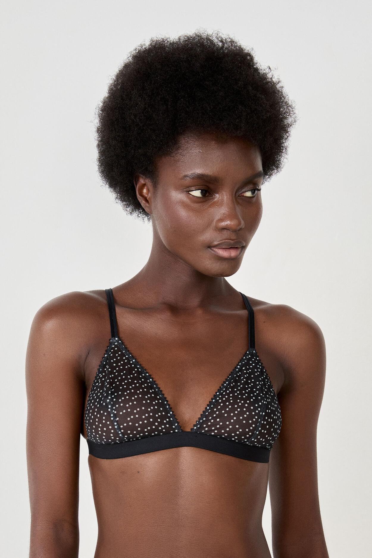 Triangle sans armatures tulle à pois