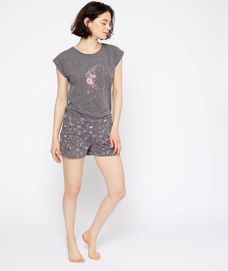 T-shirt z motywem księżyca antracytowy.