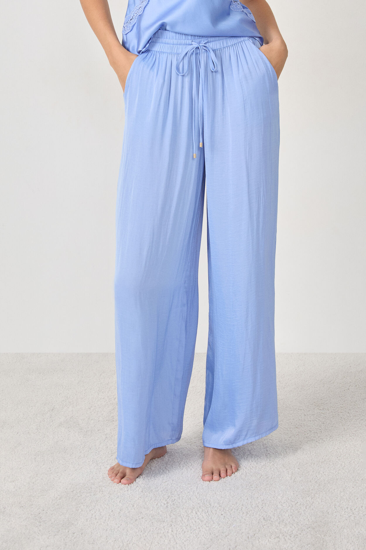 Pantalon de pyjama satiné coupe large