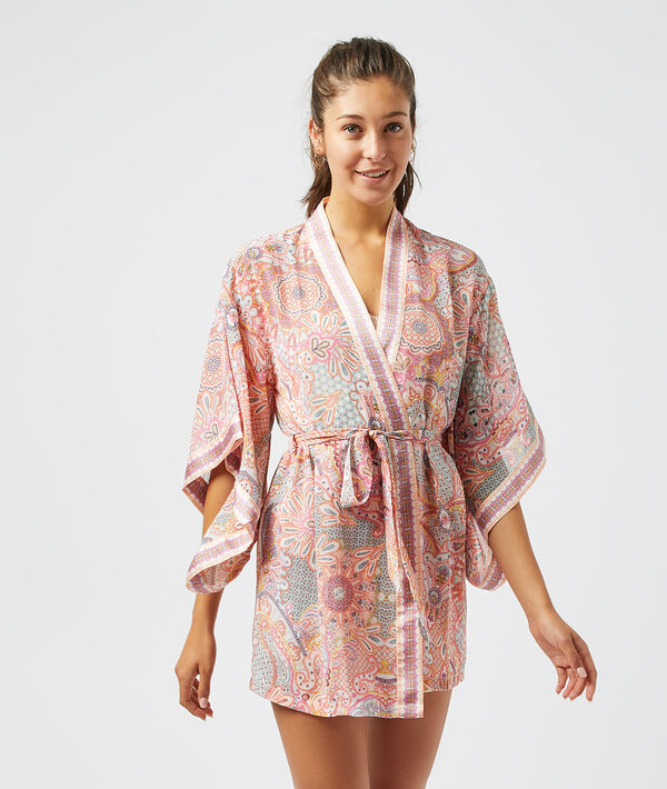 Satynowe kimono z nadrukiem Satynowe kimono z nadrukiem;${refinementColor}