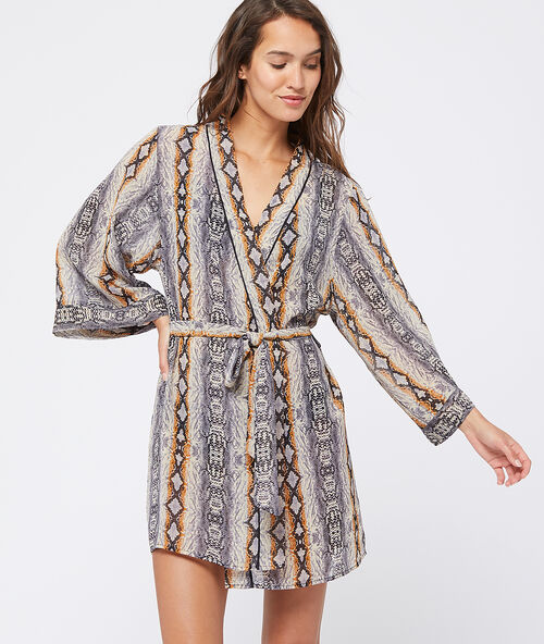 Kimono w etniczny deseń szary.