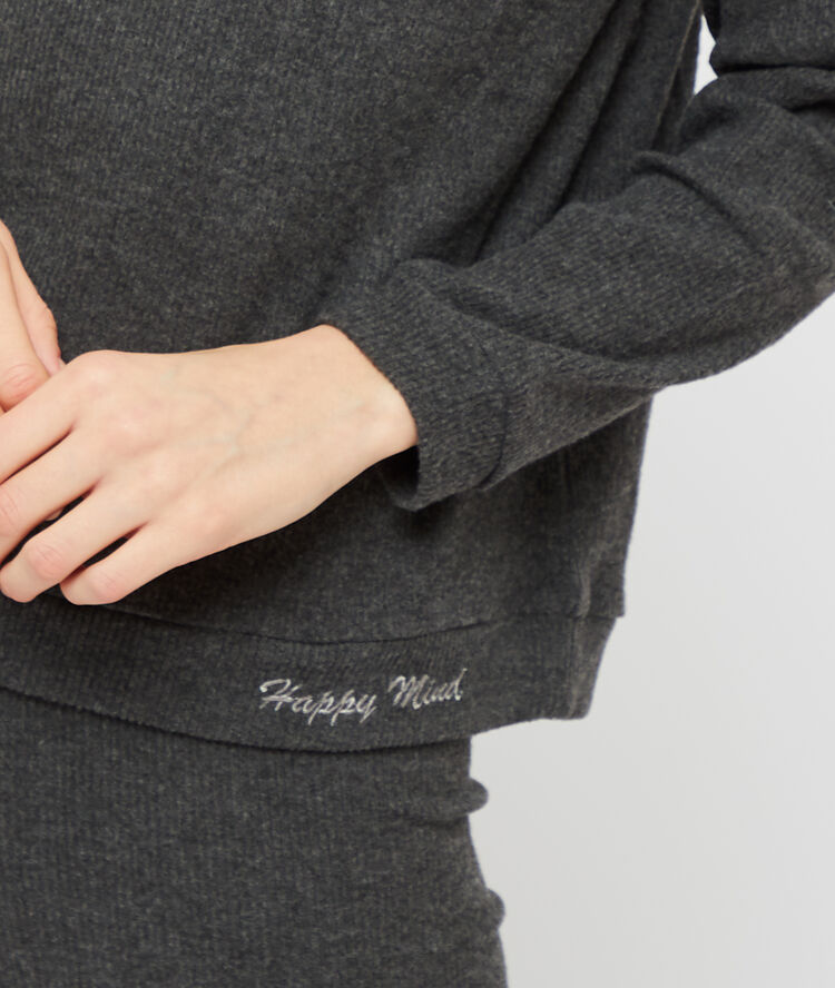 Top loungewear z napisem 'happy mind' antracytowy.