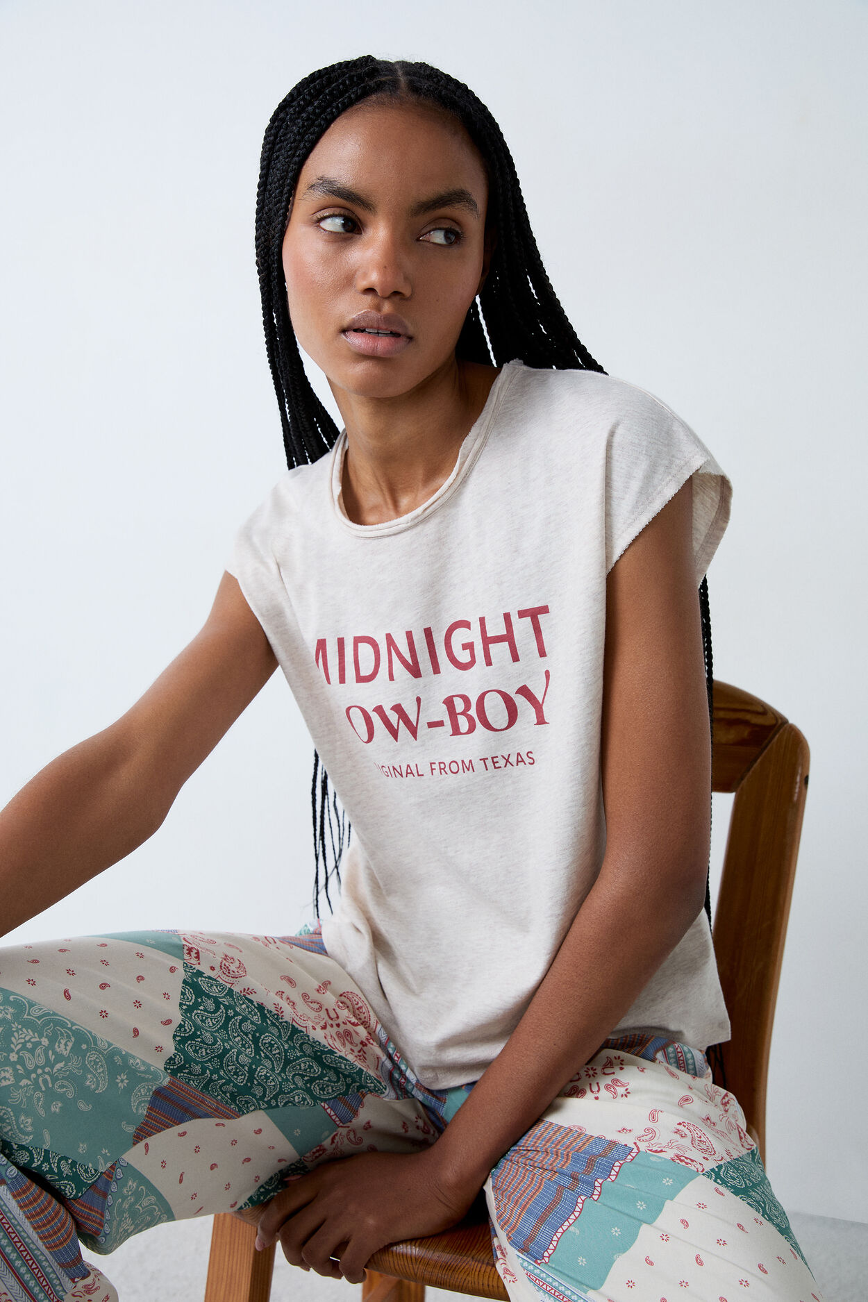 T-shirt z krótkim rękawem z bawełny midnight cow-boy