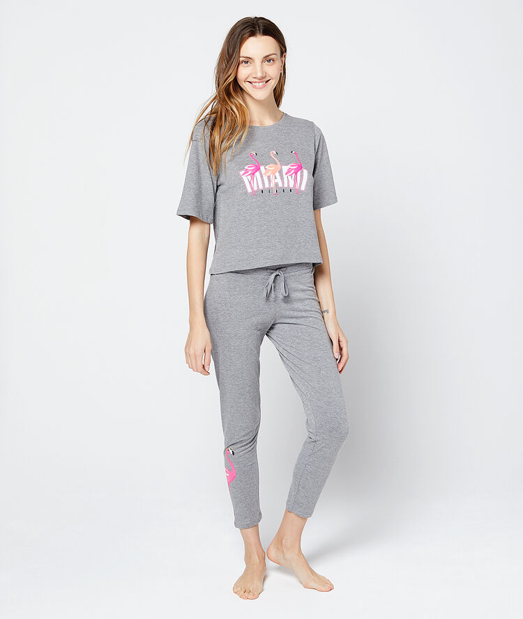 Krótki t-shirt 'miami beach' szary.