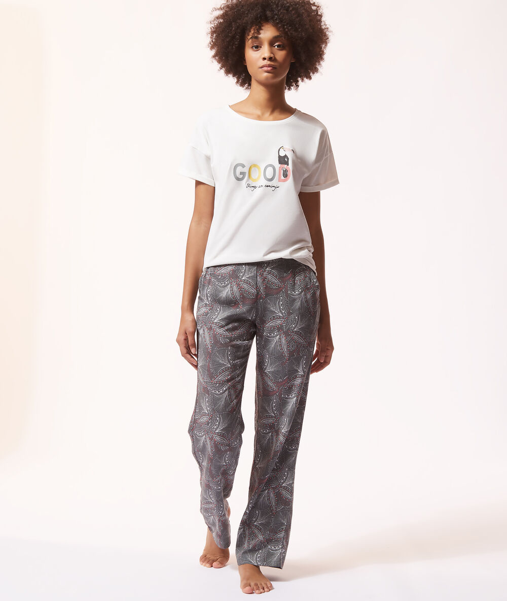 T-shirt z napisem 'good' ecru.