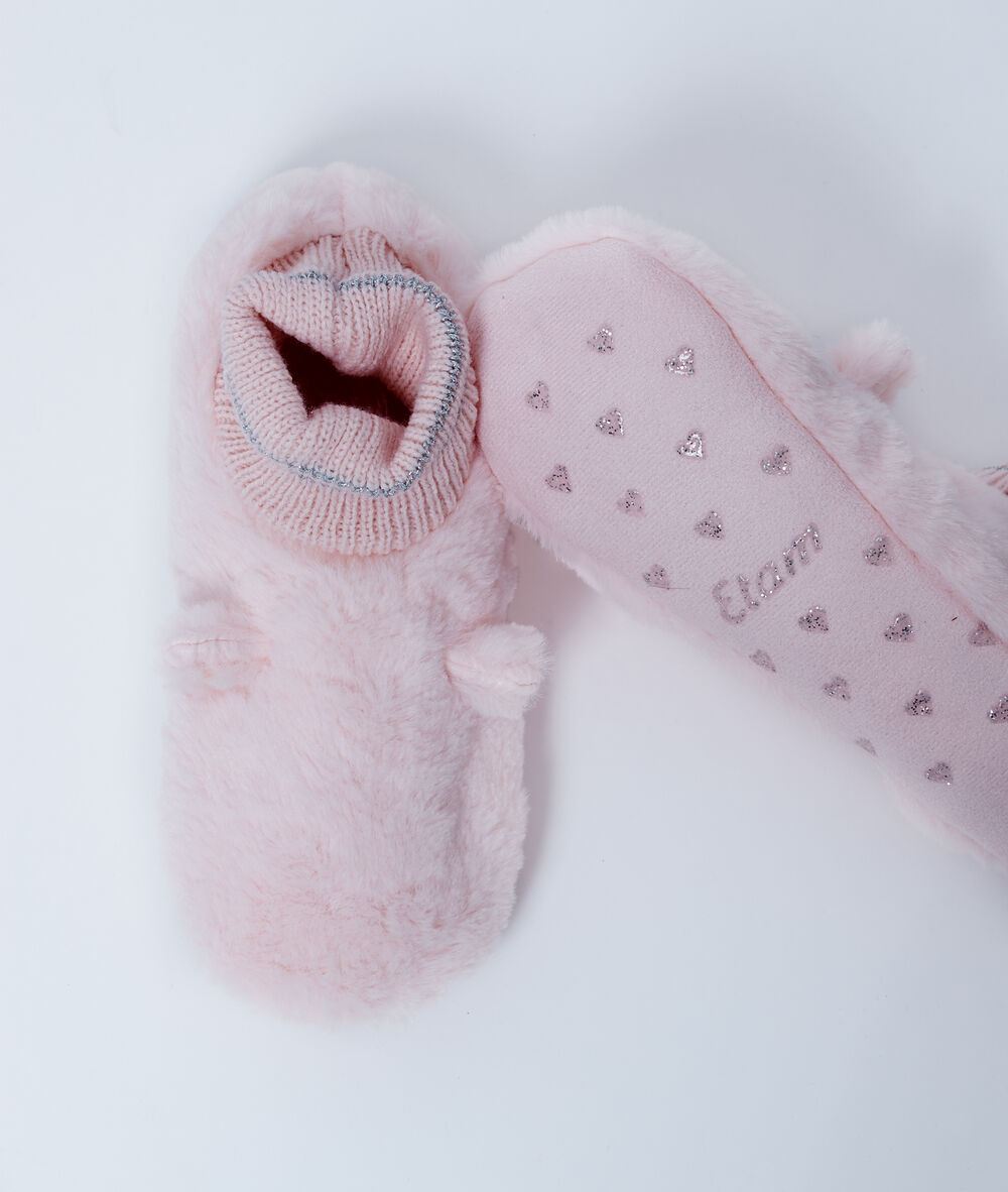 Chaussons bottines fourrées rose.