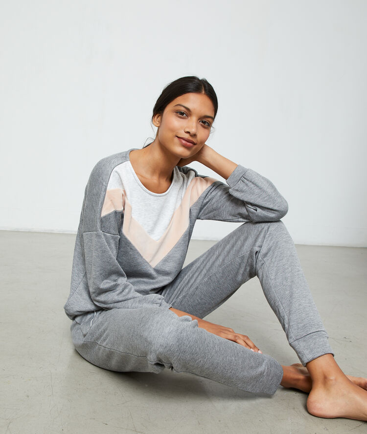 Graficzna bluza homewear szary.