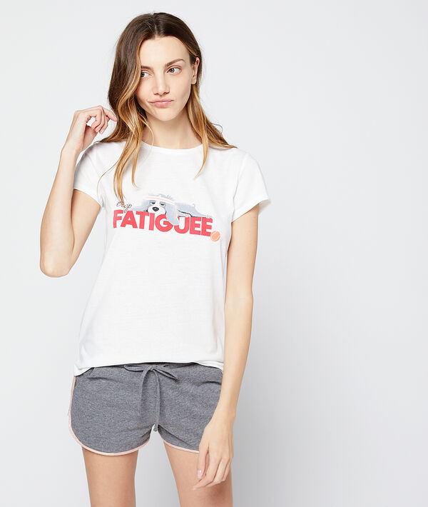 T-shirt z nadrukiem pieska i napisem "fatiguée" T-shirt z nadrukiem pieska i napisem "fatiguée"