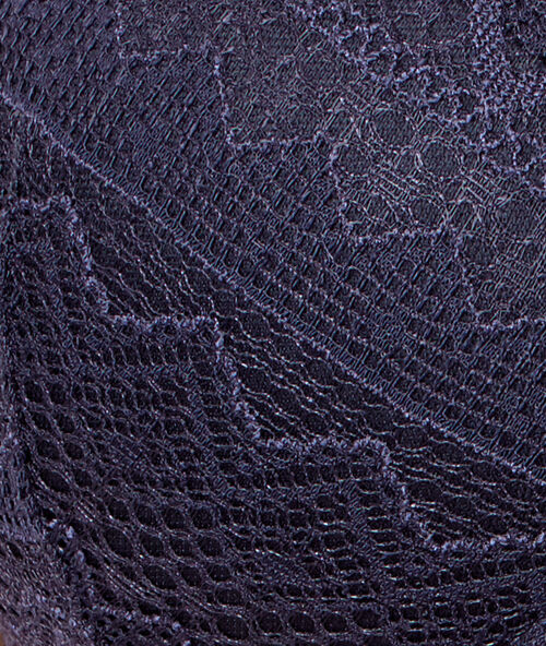 Soft bra: koronkowy klasyczny biustonosz usztywniany z miękkimi fiszbinami antracytowy.