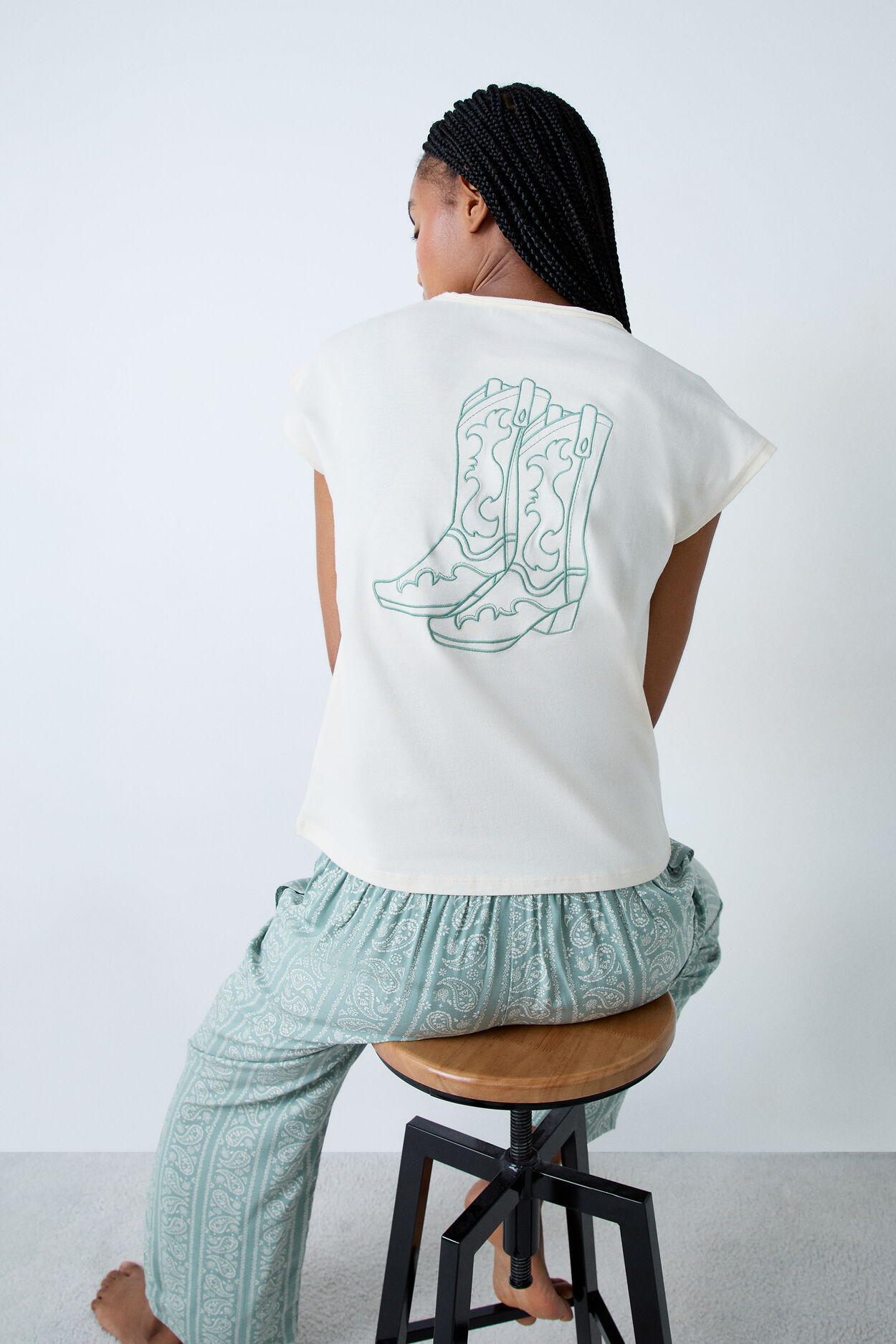 T-shirt z krótkim rękawem z bawełny z kowbojkami na plecach