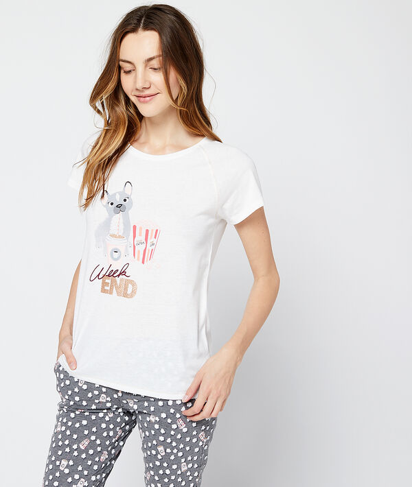 T-shirt z nadrukiem pieska i napisem "week-end" T-shirt z nadrukiem pieska i napisem "week-end"