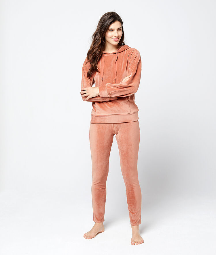 Aksamitna bluza homewear ceglasty.