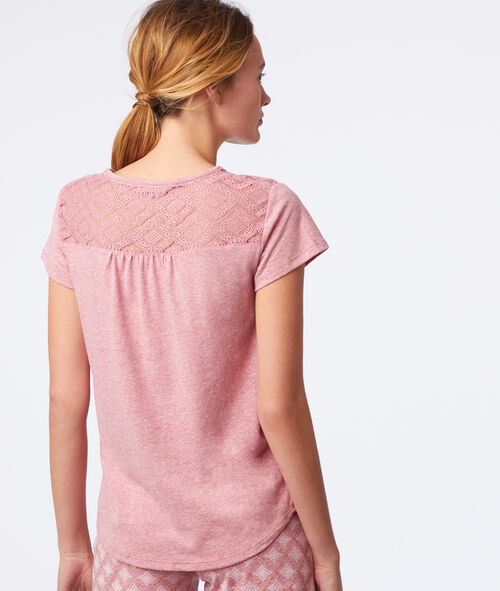 T-shirt z napisem i plecami z koronki T-shirt z napisem i plecami z koronki