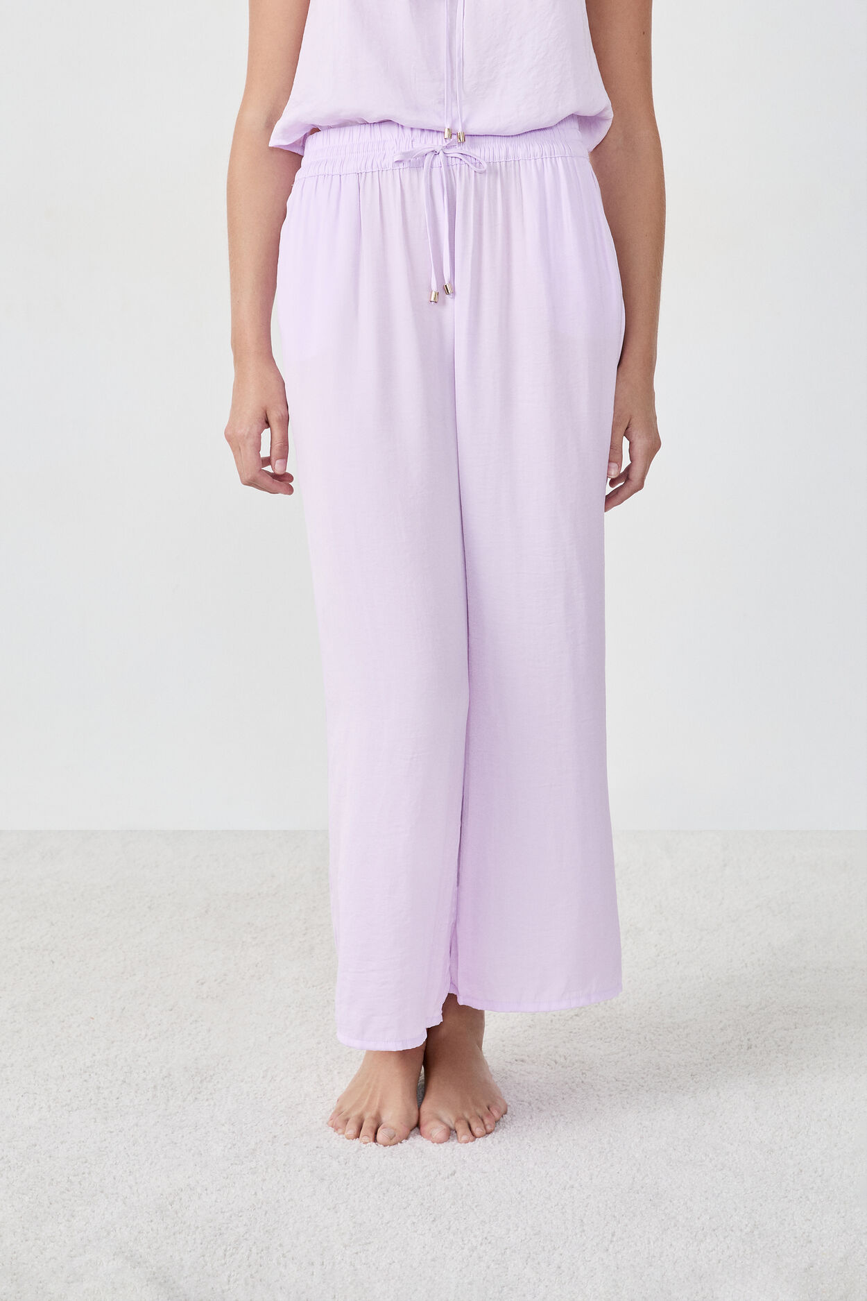 Pantalon satiné 7/8 coupe large