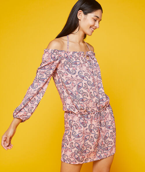 Tunika z odkrytymi ramionami wielokolorowy.