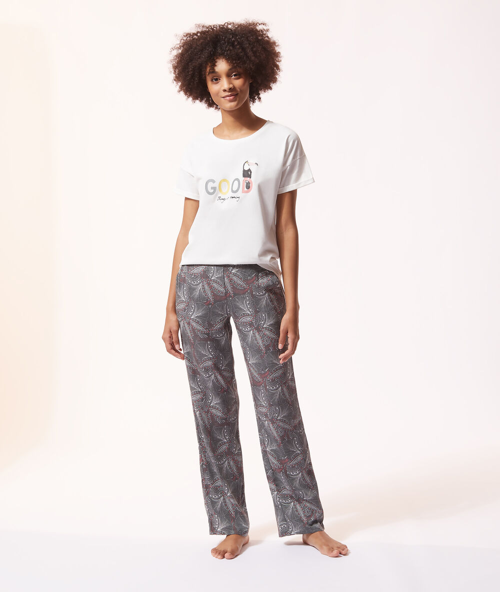 T-shirt z napisem 'good' ecru.