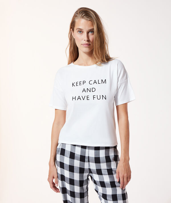 Top z krótkimi rękawami i napisem 'keep calm and have fun' Top z krótkimi rękawami i napisem 'keep calm and have fun';${refinementColor}