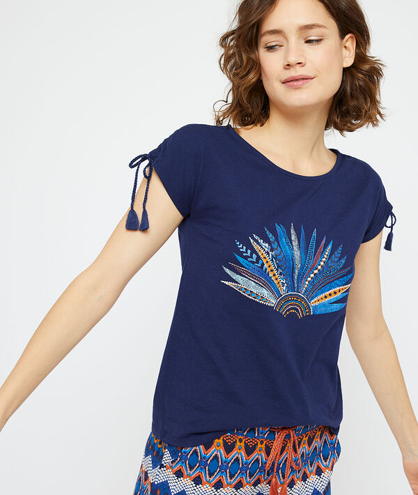 T-shirt z wiązanymi rękawami T-shirt z wiązanymi rękawami;${refinementColor}