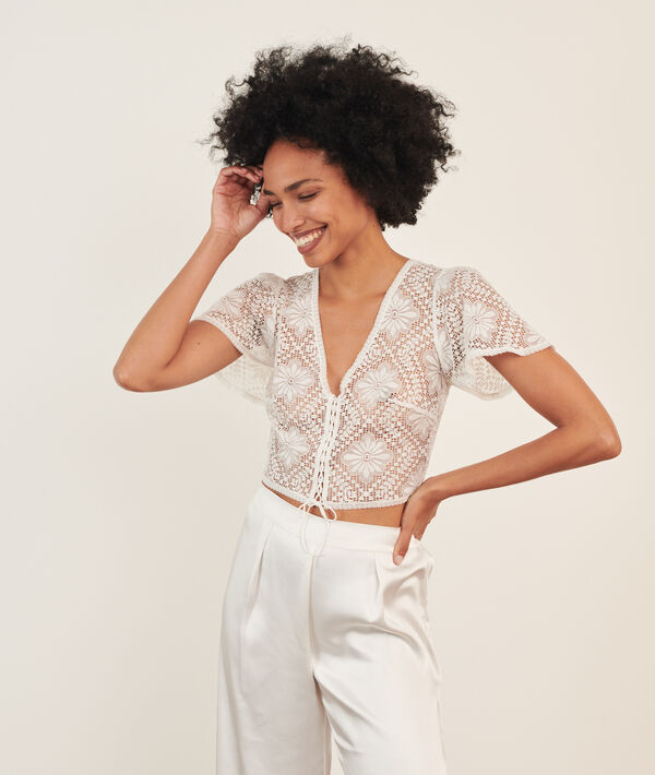 Crop-top z koronki Crop-top z koronki;${refinementColor}