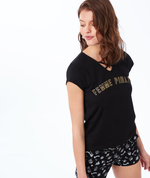 T-shirt z napisem noir.