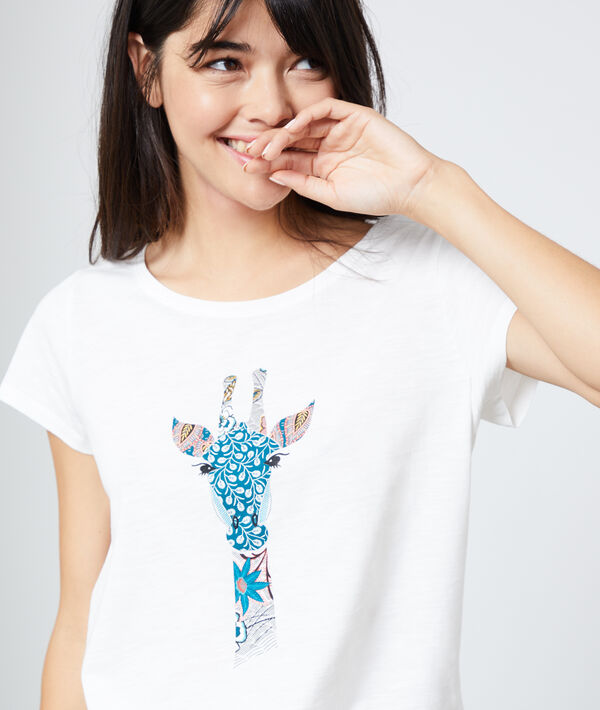 T-shirt z bawełny z nadrukiem żyrafy T-shirt z bawełny z nadrukiem żyrafy