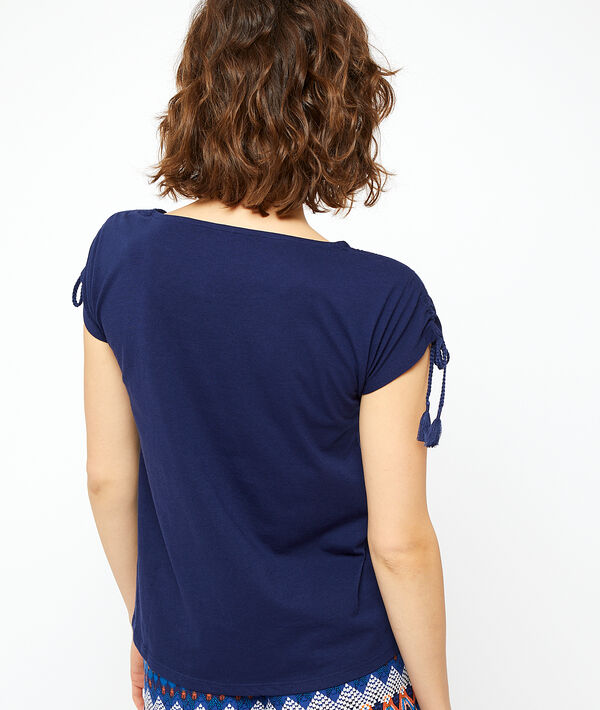 T-shirt z wiązanymi rękawami T-shirt z wiązanymi rękawami;${refinementColor}