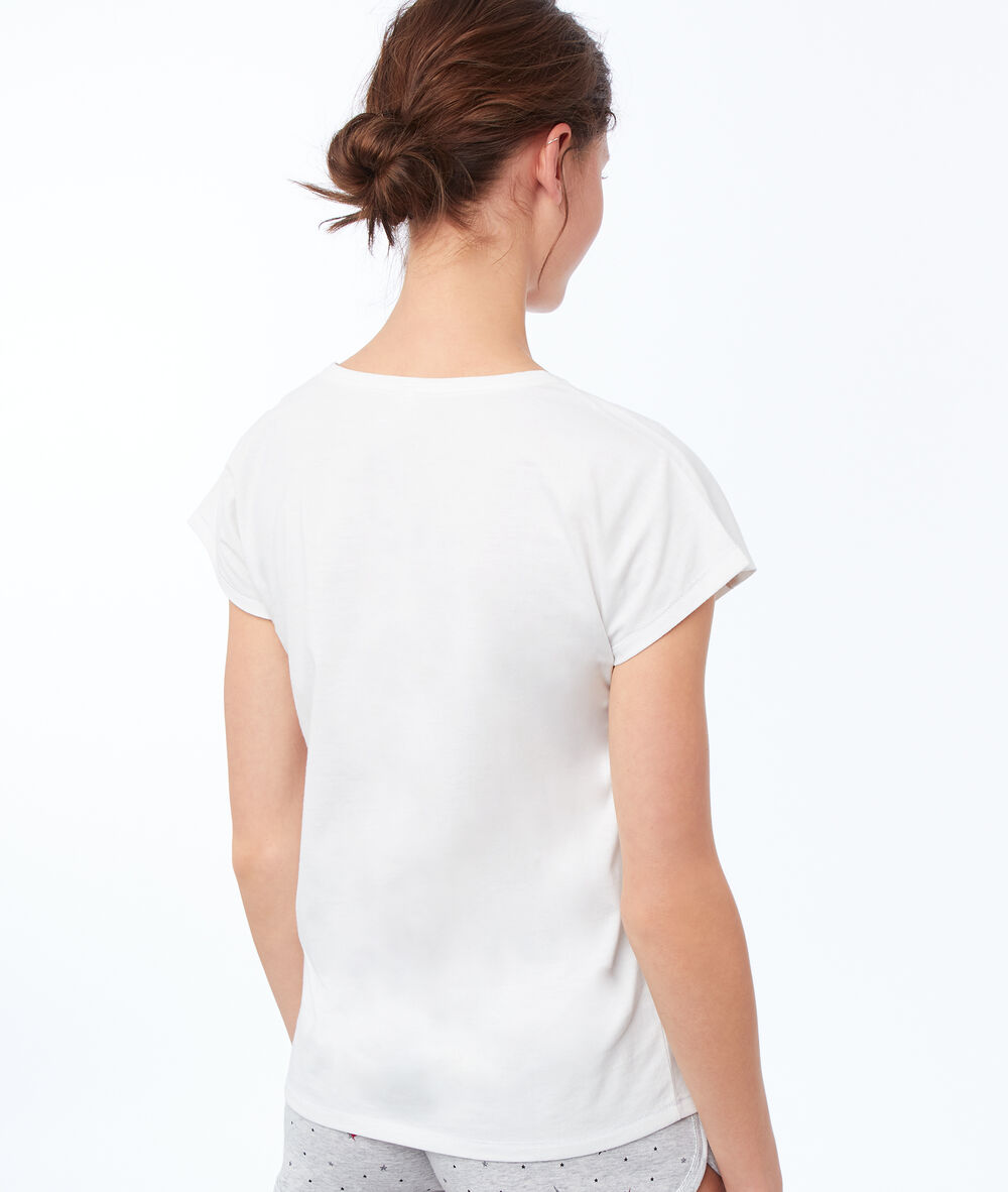 T-shirt z nadrukiem écru.