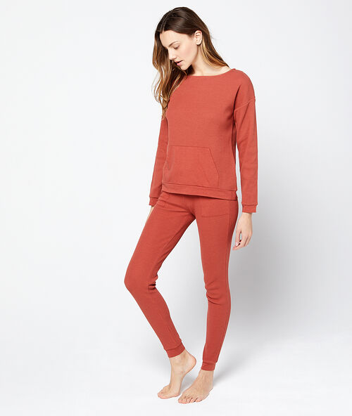 Spodnie homewear slim fit ceglasty.
