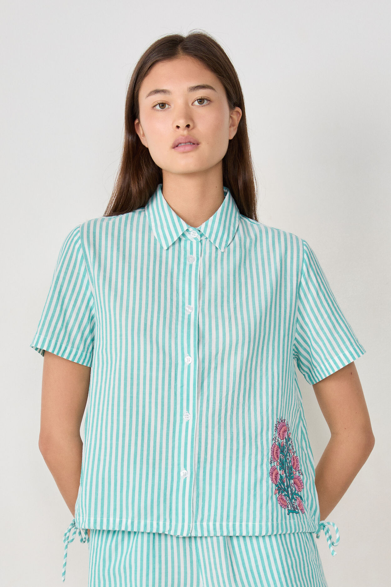 Chemise de pyjama rayée en coton