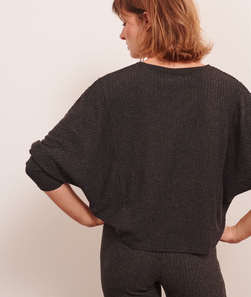 Top loungewear z długimi rękawami antracytowy.