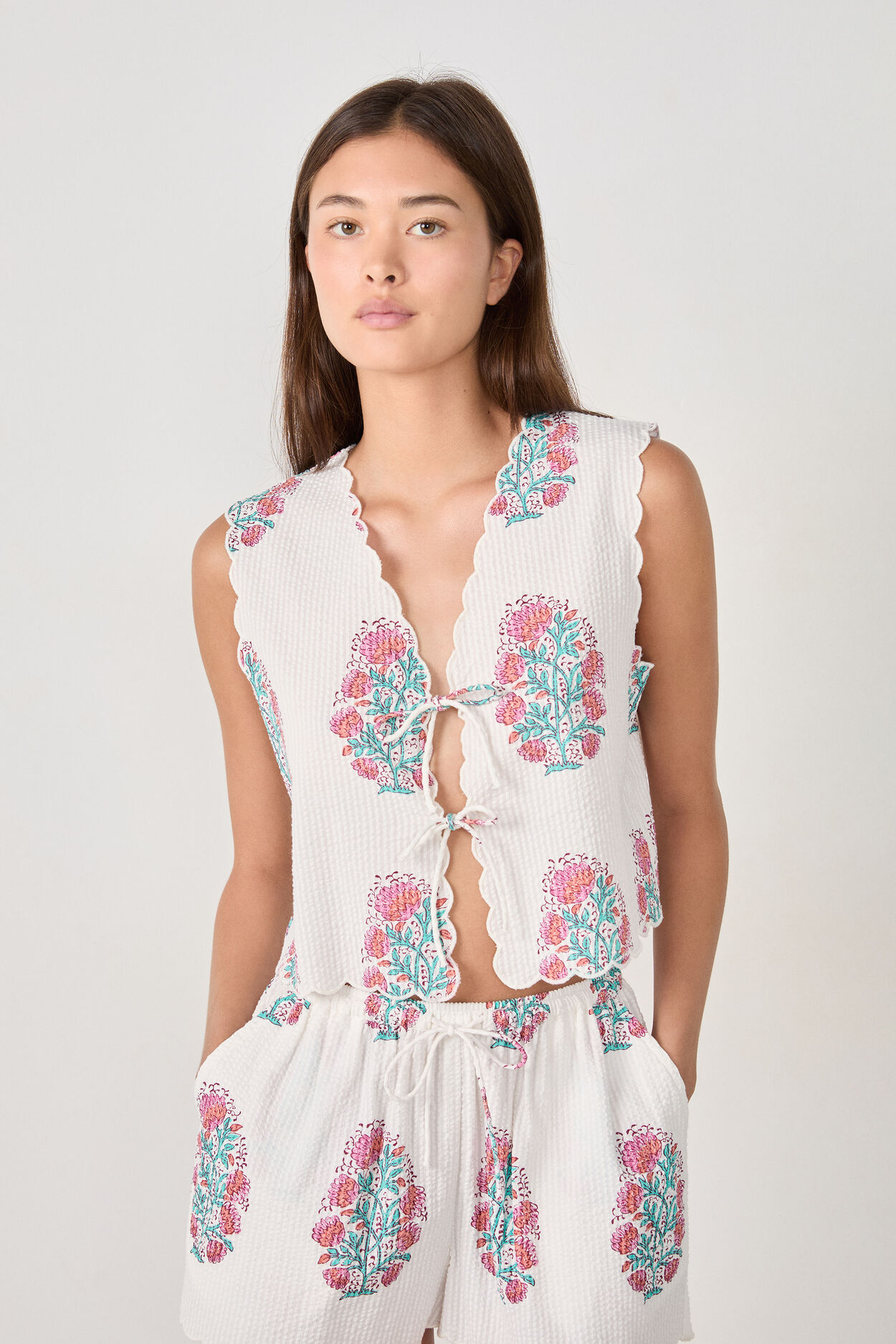 Top de pyjama à imprimés en coton